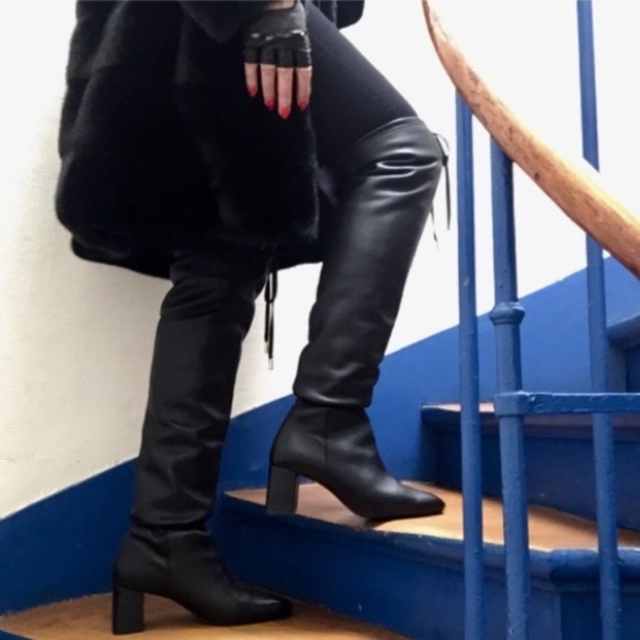 Zara Slouchy Leather Heeled Boots (Size 40/10) - Picture 2 of 8